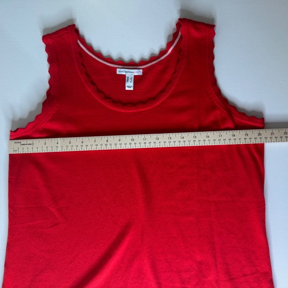 Isaac Mizrahi Live Scalloped Cardigan Tank Set Large Red Sweater Knit Christmas - Picture 12 of 13